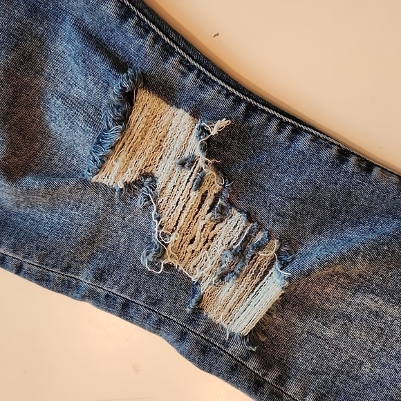 Good American Good Legs Crop Skinny blue distressed Jeans size 0 waist 25 - Picture 6 of 13